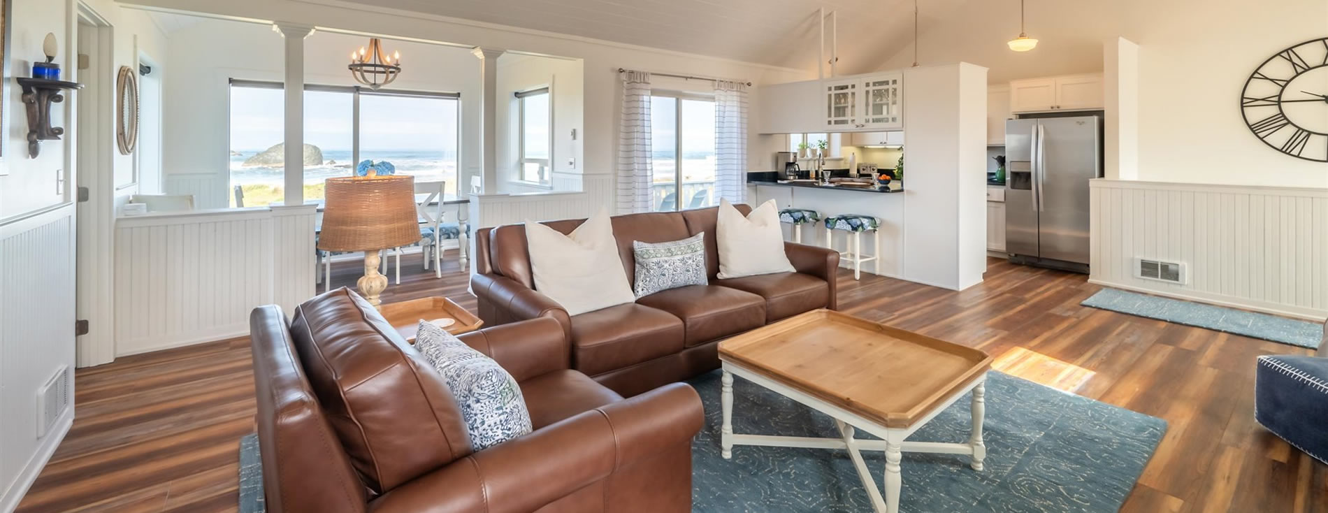 bandon oregon vacation rental living room with ocean views